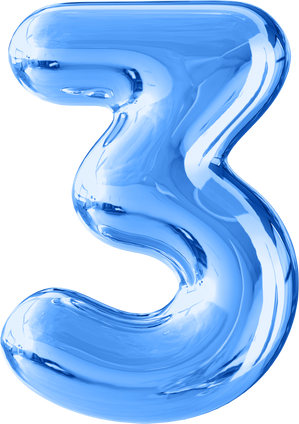 Number 3 3d blue